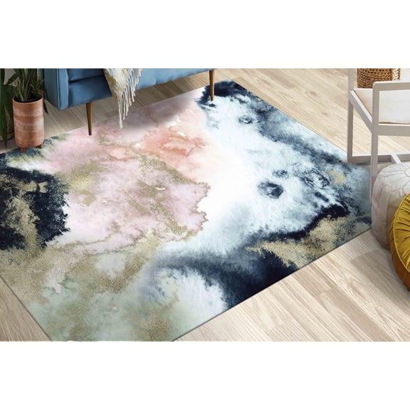 Bridesmaid Gift, Marble Rug, Pet Friendly Rug, Non Slip Rug, Abstract Rug, Black And Gold Rugs, Modern Rugs, Custom Rug, Home Decor Rug, 2'x3' - 60x90 cm