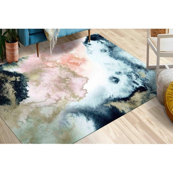 Bridesmaid Gift, Marble Rug, Pet Friendly Rug, Non Slip Rug, Abstract Rug, Black And Gold Rugs, Modern Rugs, Custom Rug, Home Decor Rug, 5.9'x9.2' - 180x280 cm