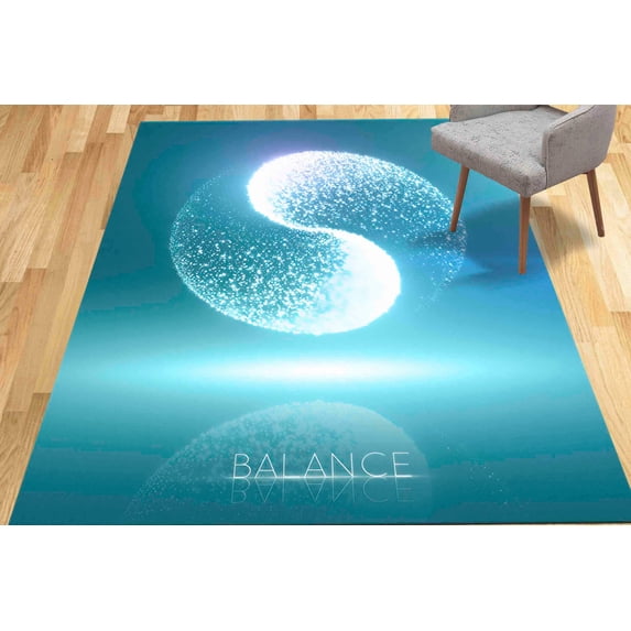 Bridesmaid Gift Rug, Motivation Rug, Kitchen Rug, Modern Rug, Crystal Consciousness Rug, Workplace Rug, Blue Rug, Bedroom Rugs, Balance Rug, 3.3'x9.2' - 100x280 cm