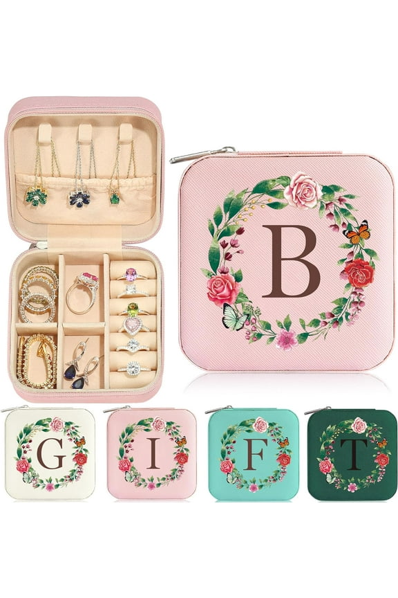 Bridesmaid Gift For Wedding Day - Bridesmaid Proposal Box | Bridal Shower Gifts | Maid Of Honor Gifts| Bachelorette Gift | Bride Flower Girl Women Gift |Travel Jewelry Box - Letter B, Pink[Z2871]