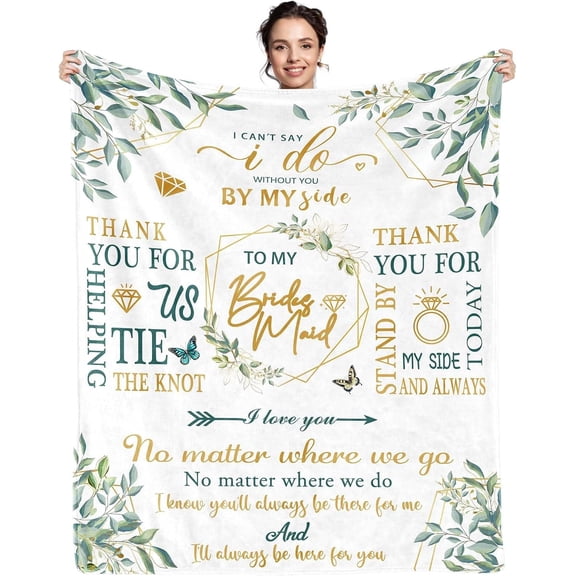 Bridesmaid Gifts Blanket Maid of Honor Gifts Bridesmaid Proposal Gifts for Wedding Day Bachelorette Party Decorations Flannel Throw Blanket 60"X50"
