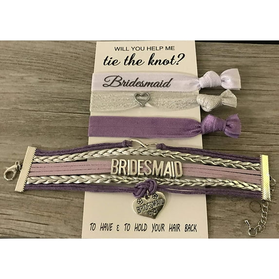 Bridesmaid Gifts, Bridesmaid Jewelry, Bridesmaid Bracelet & Hair Tie Set Makes The for Bridesmaids