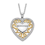 Gem & Harmony Bridesmaid Heart Pendant Necklace in Sterling Silver with Chain for Women