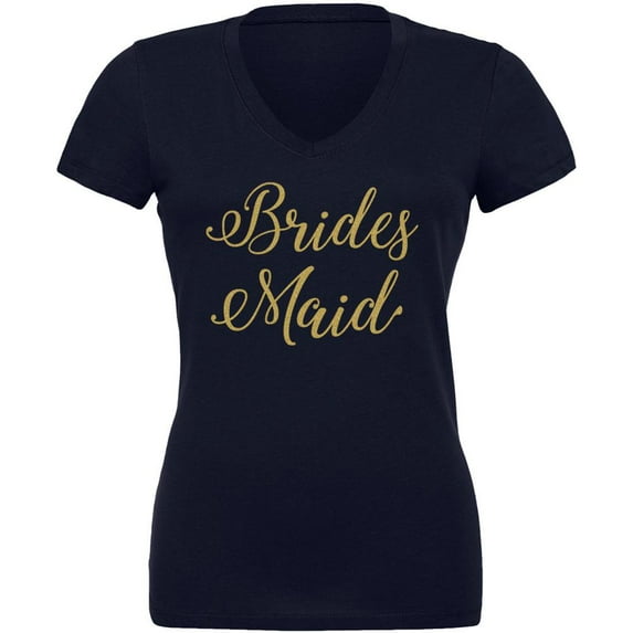 Bridesmaid Juniors V-Neck T Shirt Navy X-LG