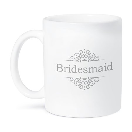 Bridesmaid Of The Wedding In Silver Gray - Part Of Matching Marriage Party Ceremony Set Grey Swirls, 15oz Mug