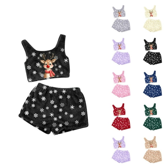 Bridesmaid Pajamas – Satin Pajama Set for Women Bridal Gift Women's Christmas Printing Two Piece Set Tank Top And Shorts Comfortable Sleepwear And Loungewear Outfit