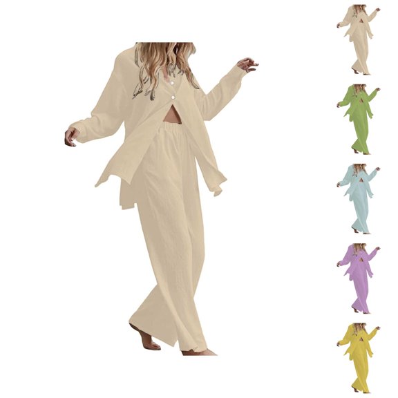 Bridesmaid Pajamas – Satin Pajama Set for Women Bridal Gift Women's Long Sleeve Collar Shirt And Elastic Waist Pants Set Stylish 2 Piece Outfit For Work And Casual Wear