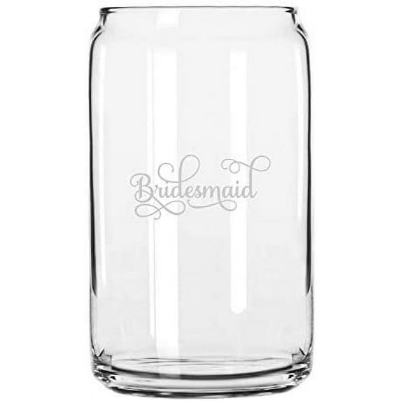 Bridesmaid Samantha Font Wedding Party Themed Etched 16oz Libbey Can Glass