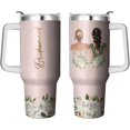 thumbnail image 1 of Bridesmaid Tumbler 40oz - Wedding Party Gift - Stainless Steel Insulated Cup with Handle & Straw - Champagne Flute Alternative, 1 of 6