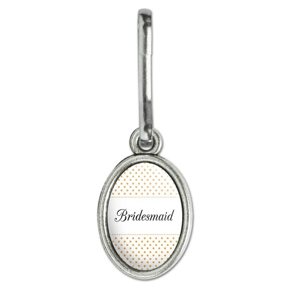 Bridesmaid Wedding Elegant Polka Dots Antiqued Oval Charm Clothes Purse Suitcase Backpack Zipper Pull Aid