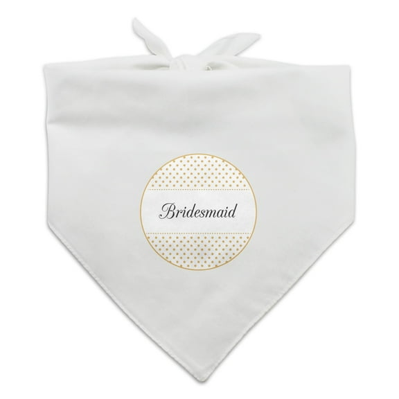 Bridesmaid Wedding Elegant Polka Dots Dog Pet Bandana - White
