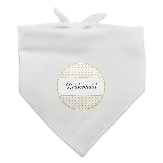 Bridesmaid Wedding Elegant Polka Dots Dog Pet Bandana - White