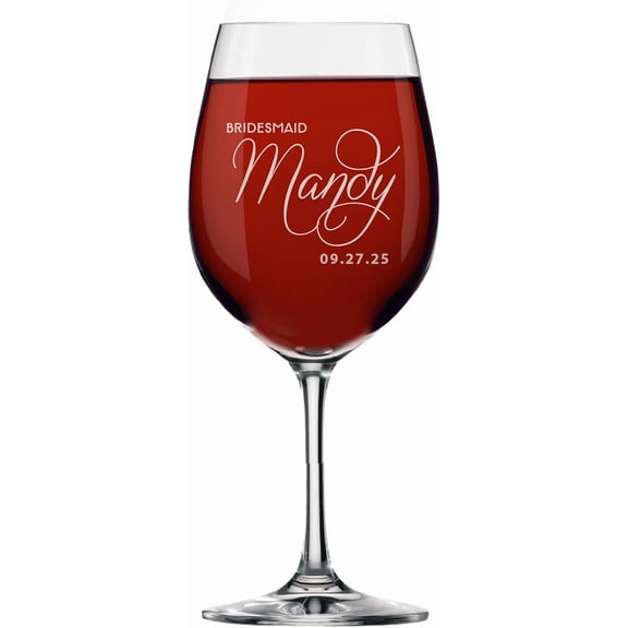 Bridesmaids Wedding Party Wine Glasses - Etched and Engraved