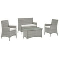 thumbnail image 1 of Bridge 4 Piece Outdoor Patio Patio Conversation Set, Light Gray White, 1 of 14