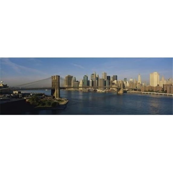 Bridge Across A River, Brooklyn Bridge, NYC, New York City, New York State, USA Poster Print (36 x 12)