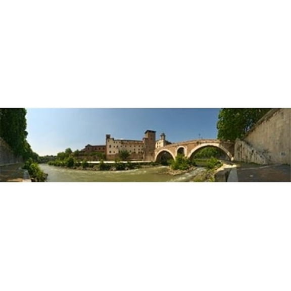 Bridge Across A River Pons Fabricius Tiber River Rome Lazio Italy Poster Print, 20 x 5