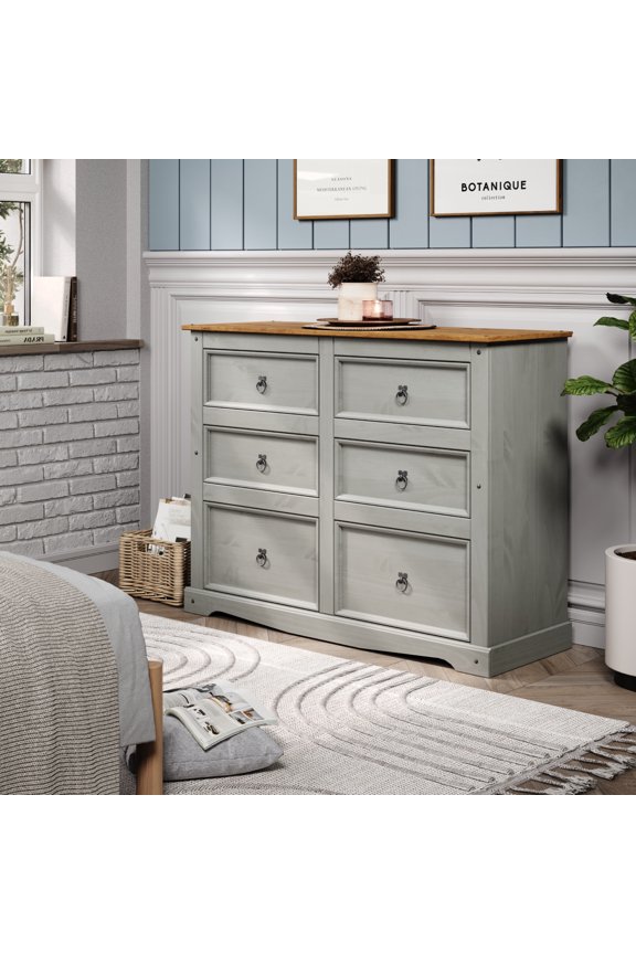 Bridge Brazil Wood Dresser 3+3 Drawers Chest Corona | Furniture Dash Grey