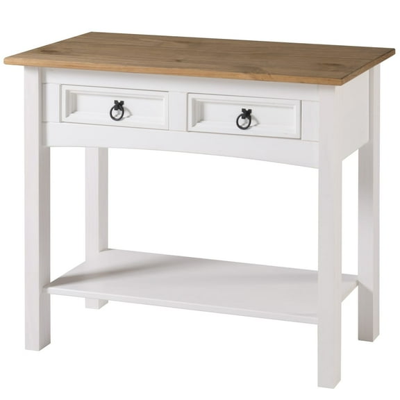 Bridge Brazil Wood Hall Table Console 2 Drawers Corona | Furniture Dash - N/A White wash stain, tops in antique brown stain. Stained