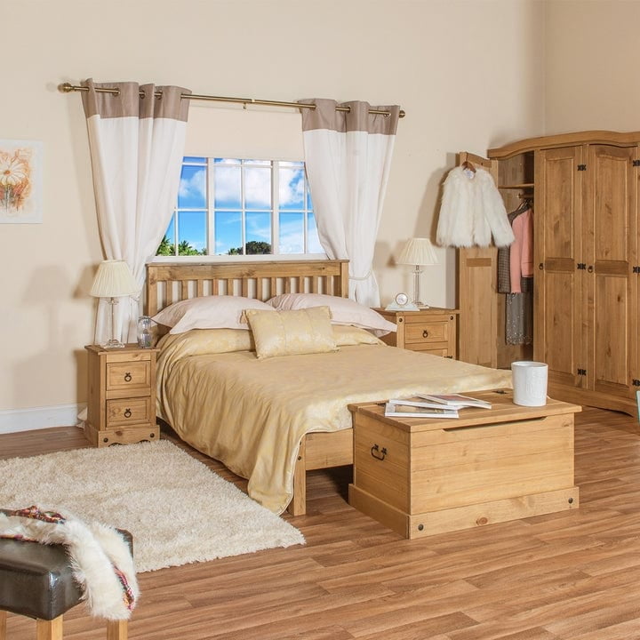 Wood Slatted Full Double Size Bed Corona | Furniture Dash COR650 