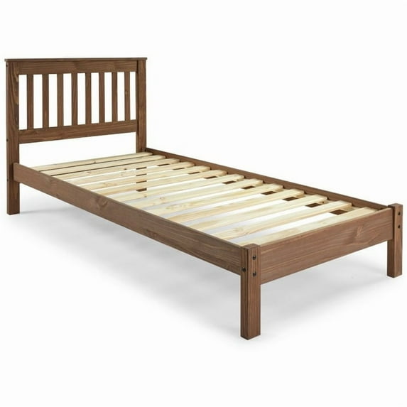 Wood Slatted Twin Size Bed Woodland | Furniture Dash