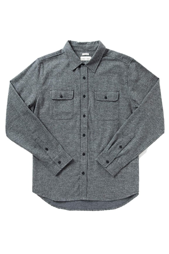 Men's Cole Long Sleeve Shirt (Charcoal Herringbone, Medium)