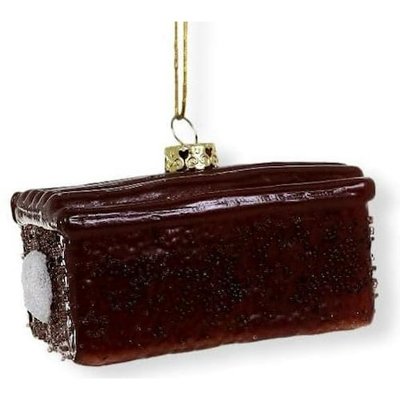 The Bridge Collection 3.25" Chocolate Iced Snack Cake Christmas Ornament - Novelty Dessert Food Decoration - Cream-filled Chocolate Cake Bar Ornament - Gift for Bakers