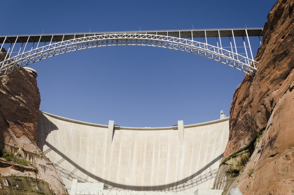 Bridge Crossing Colorado River And Glen Canyon Dam Arizona United States Of America Canvas Art - Keith Levit Design Pics (19 x 12)