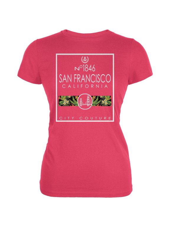 Bridge Cute Couture San Francisco California Juniors Soft T Shirt Raspberry LG