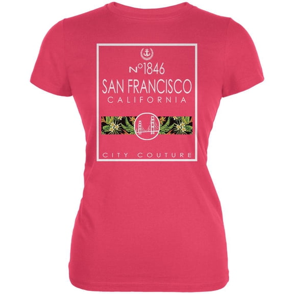 Bridge Cute Couture San Francisco California Juniors Soft T Shirt Raspberry MD