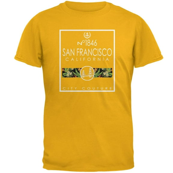 Bridge Cute Couture San Francisco California Mens T Shirt Gold X-LG