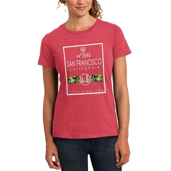 Bridge Cute Couture San Francisco California Womens Soft T Shirt Heathered Watermelon SM