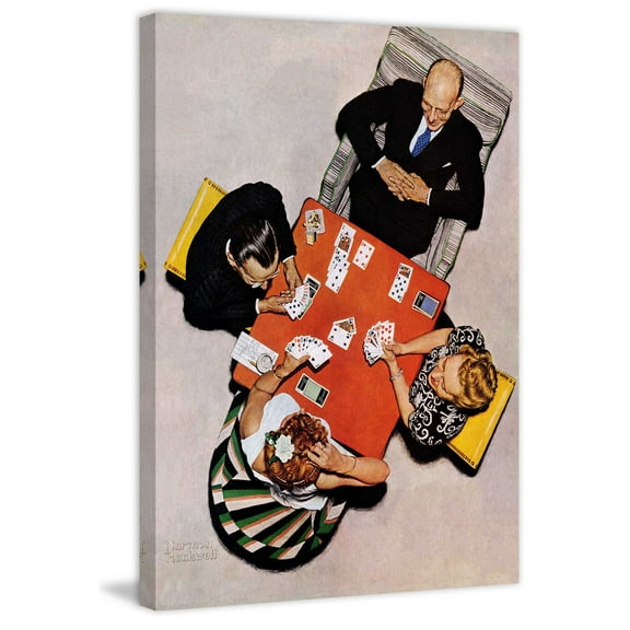 "Bridge Game" by Norman Rockwell Painting Print on Canvas