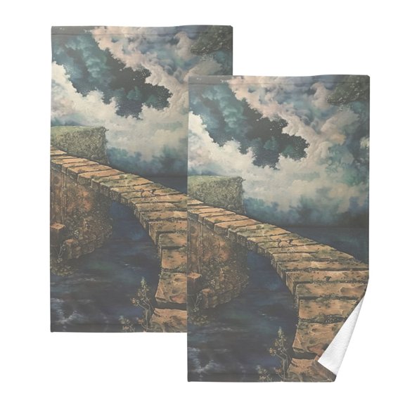 Bridge Hand Towels Cotton Bath Towels Large Face Towels Absorbent for Bathroom 2 Packs