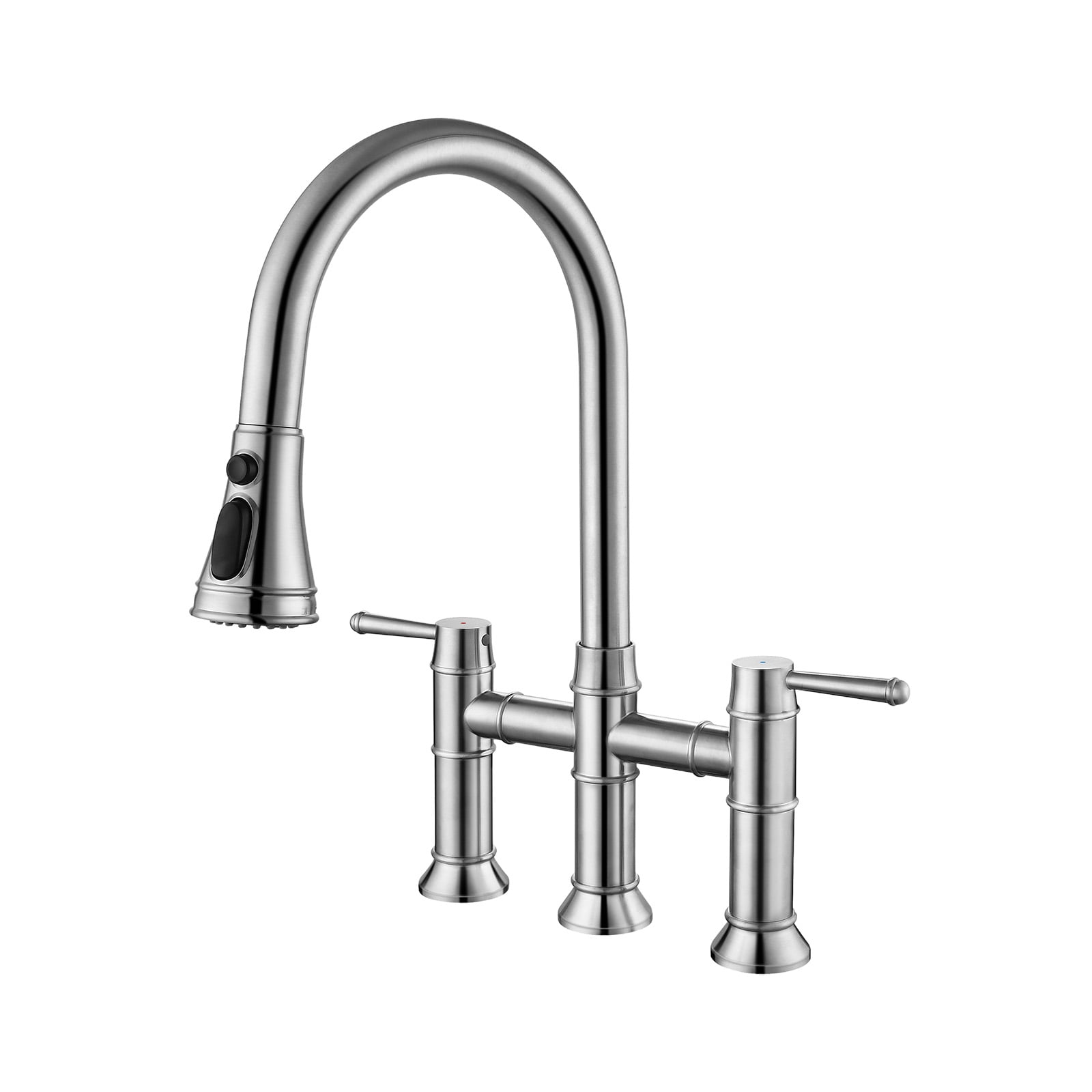 4-Mode Kitchen Faucet With Pull-Down Sprayer – Waterfall, Stream, Spray & High-Pressure, 360° Swivel, Single Handle (Silver)