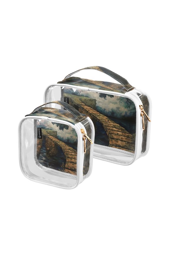 Bridge Makeup Bags Set Travel Toiletry Bags Portable Cosmetic Bags Organizer Waterproof 2 Packs