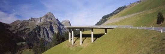 Bridge On Mountains Mountain Pass Austria Canvas Art - Panoramic Images (36 x 12)