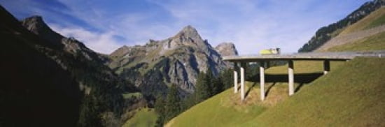 Bridge On Mountains Mountain Pass Austria Canvas Art - Panoramic Images (36 x 12)
