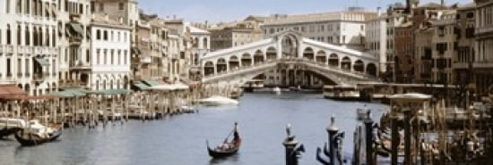 Bridge Over A Canal Rialto Bridge Venice Veneto Italy Canvas Art - Panoramic Images (36 x 12)