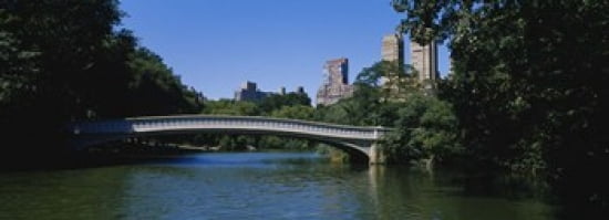 Bridge Over A Lake Bow Bridge Manhattan NYC New York City New York State USA Canvas Art - Panoramic Images (36 x 13)