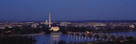 Bridge Over A River Washington Monument Washington DC District Of Columbia USA Canvas Art - Panoramic Images (36 x 12)
