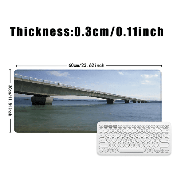Bridge Over Ocean Mouse Pad 31.5 x 11.82 Inches Rubber Desk Mat for Office and Home Use