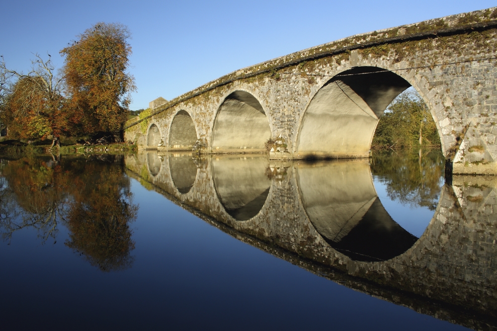 Bridge Over River Nore Bennettsbridge County Kilkenny Ireland Canvas Art - Trish Punch Design Pics (38 x 24)