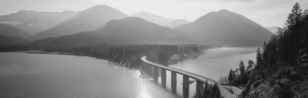 Bridge Over Sylvenstein Lake Bavaria Germany Canvas Art - Panoramic Images (12 x 36)