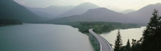 Bridge Over Sylvenstein Lake Bavaria Germany Canvas Art - Panoramic Images (36 x 12)