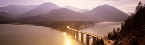 Bridge Over Sylvenstein Lake Bavaria Germany Canvas Art - Panoramic Images (36 x 12)
