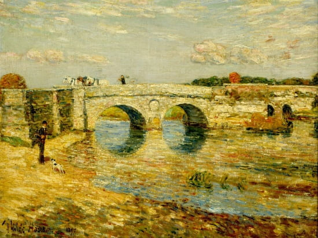 Bridge Over the Stour Canvas Art - Childe Hassam (18 x 24)