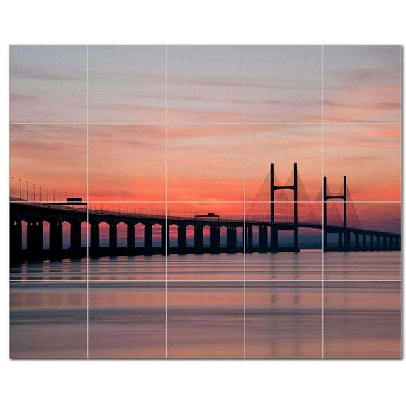 Bridge Photo Ceramic Tile Mural Kitchen Backsplash Bathroom Shower, 404255-XL54