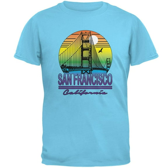 Bridge San Francisco California Rainbow Gradient Mens T Shirt Sky MD