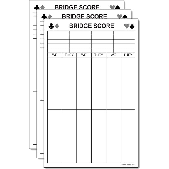 Bridge Score Pads Large Tallies (3-Pack) Tournament Game Score Note Pads