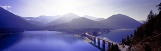 Bridge Sylvenstein Lake Germany Canvas Art - Panoramic Images (36 x 12)